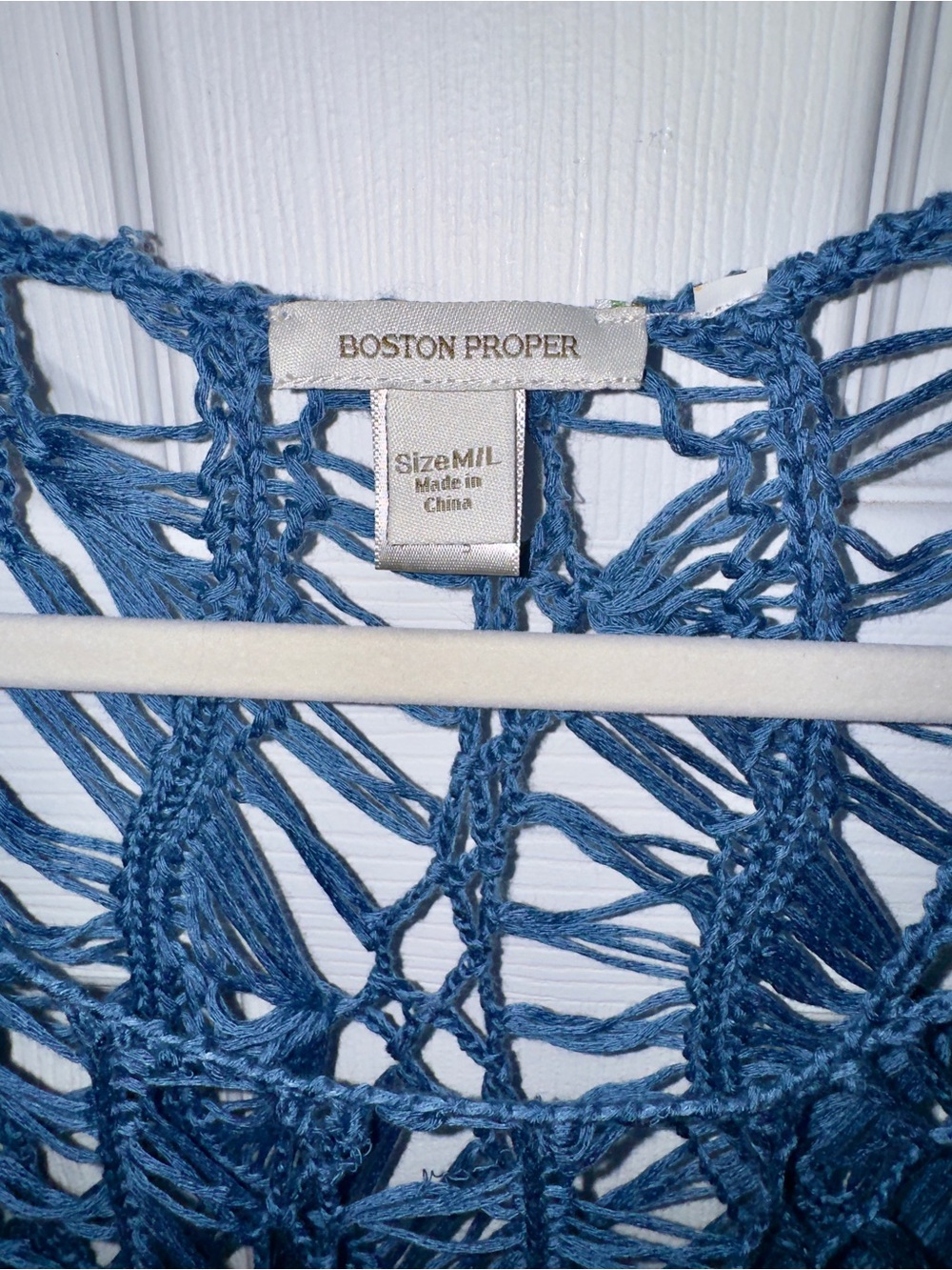 Boston Proper Denim Blue Open Crochet Overlay M/L